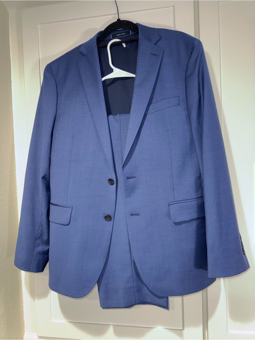 Slim Fit Blue Two-Button Men's Suit 42R trouser36x30, - Awearness Kenneth Cole